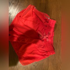 RED LULULEMON HOTTY HOT SHORTS